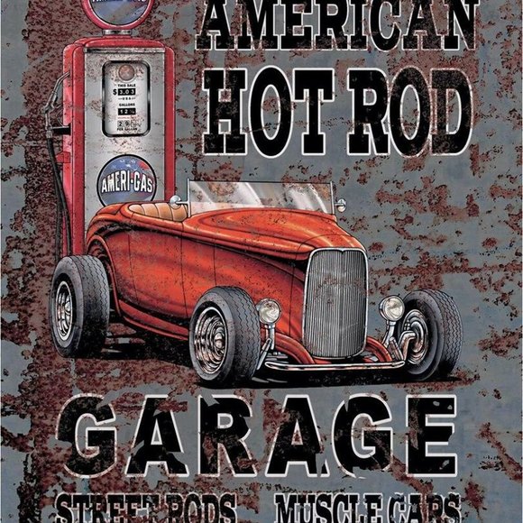 American Hot Rod Garage Muscle Metal Sign Garage Bar Auto Shop Mechanic Decor - Picture 2 of 5